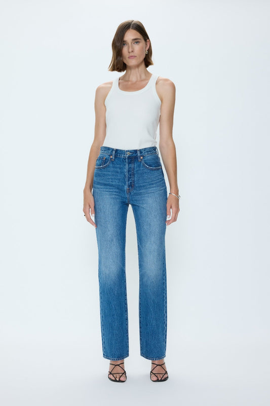 Allostudios – Cassie Super Højtaljede Straight Jeans - Mørkeblå