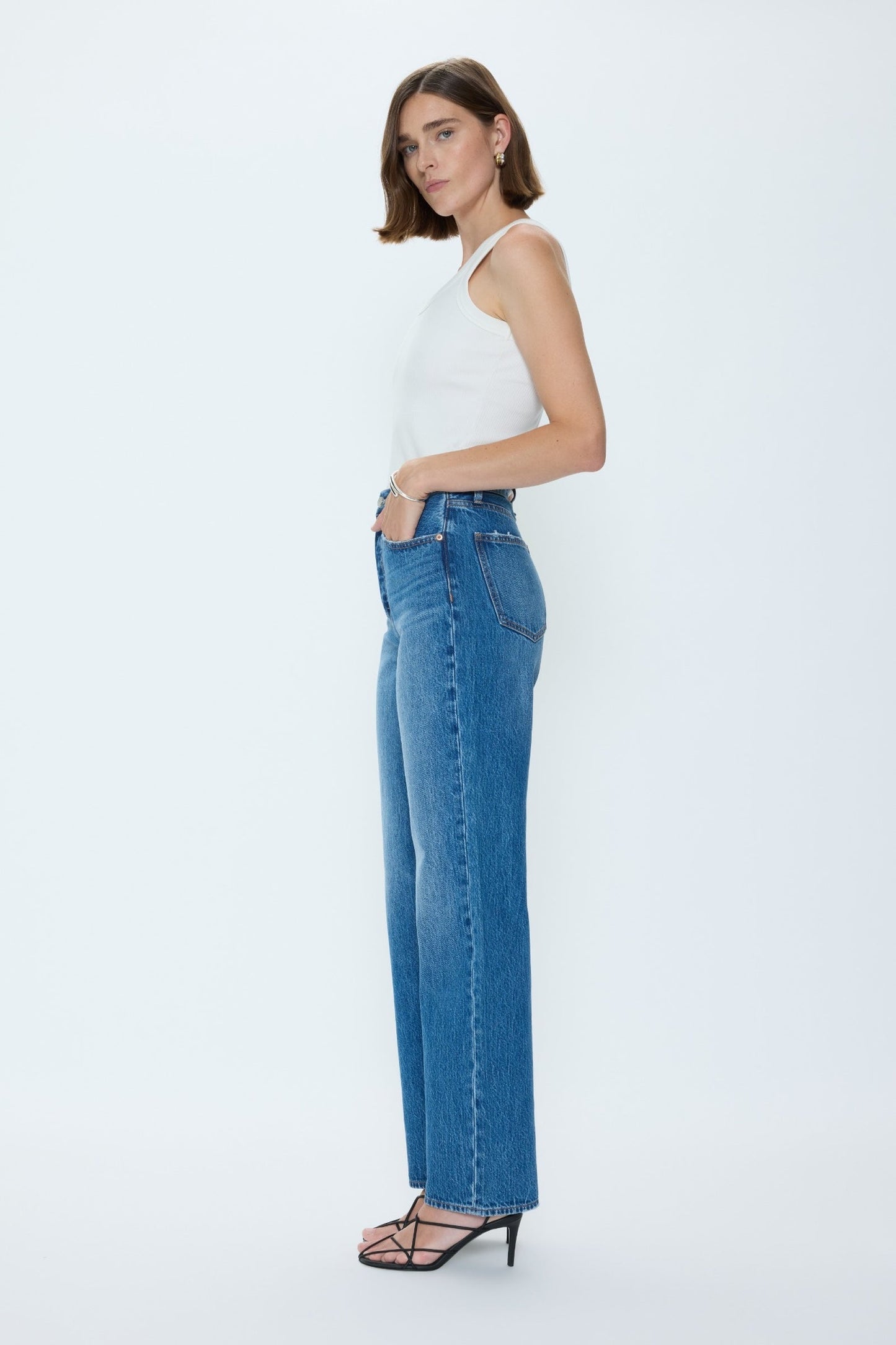 Allostudios – Cassie Super Højtaljede Straight Jeans - Mørkeblå