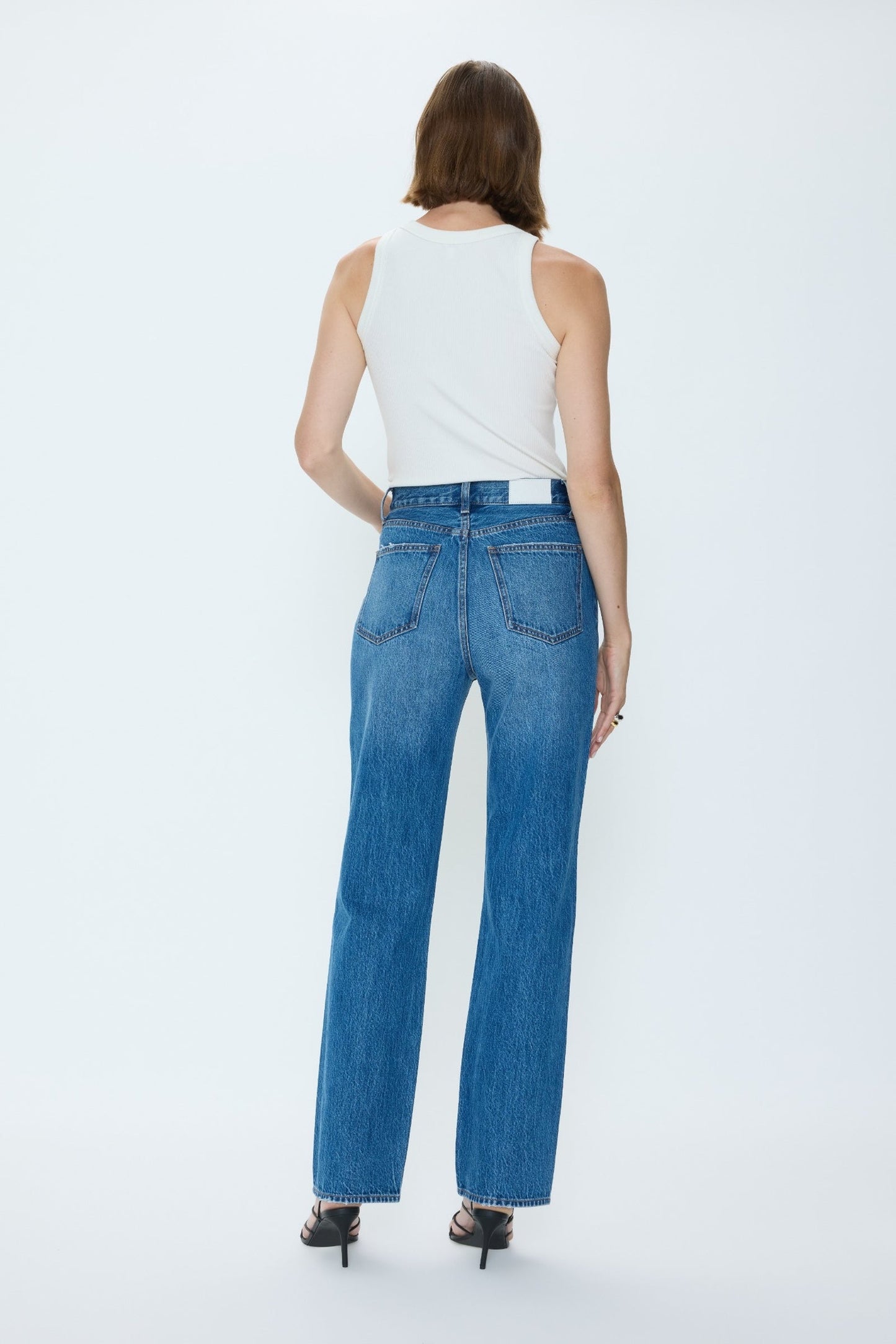 Allostudios – Cassie Super Højtaljede Straight Jeans - Mørkeblå