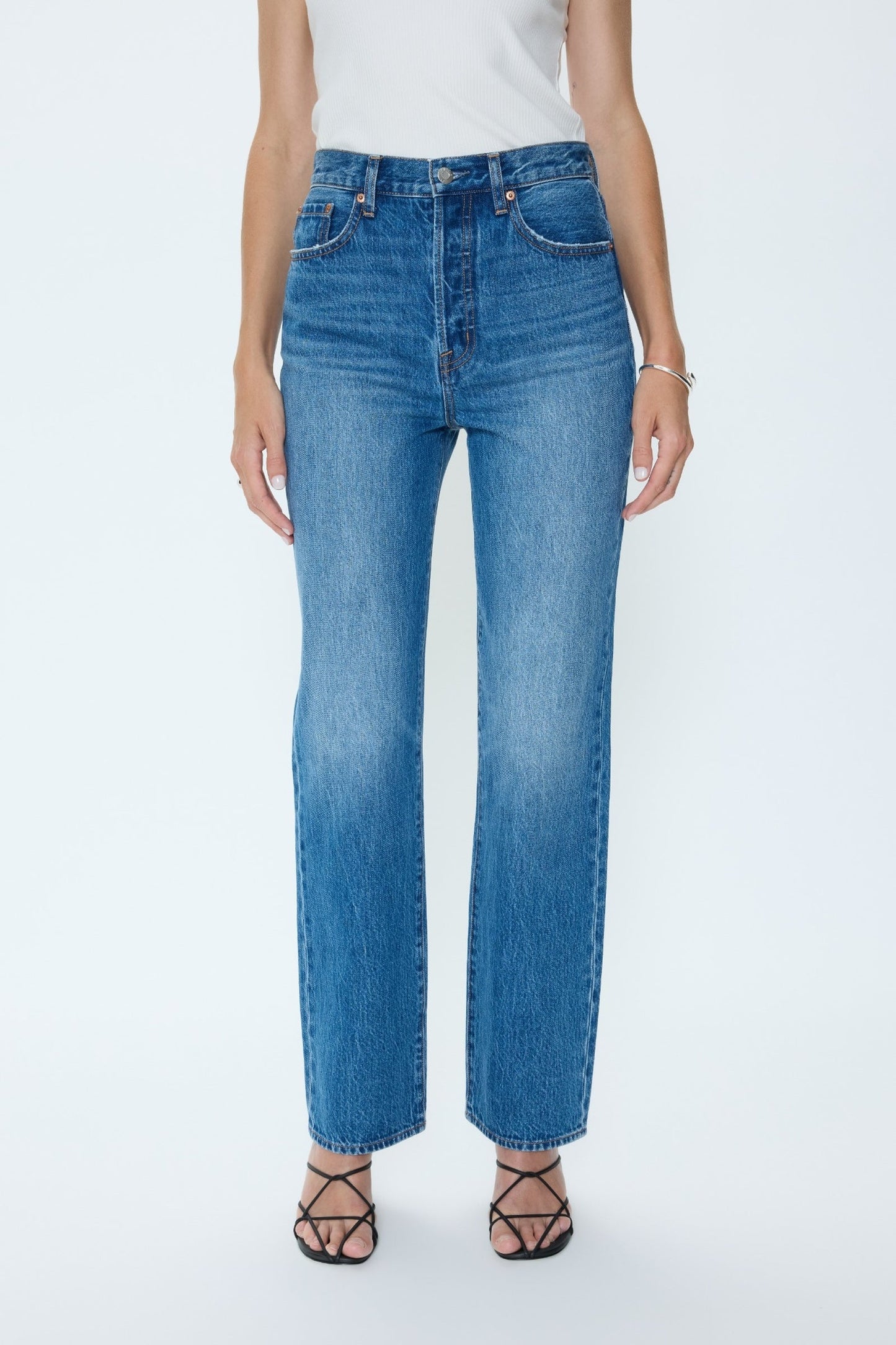 Allostudios – Cassie Super Højtaljede Straight Jeans - Mørkeblå