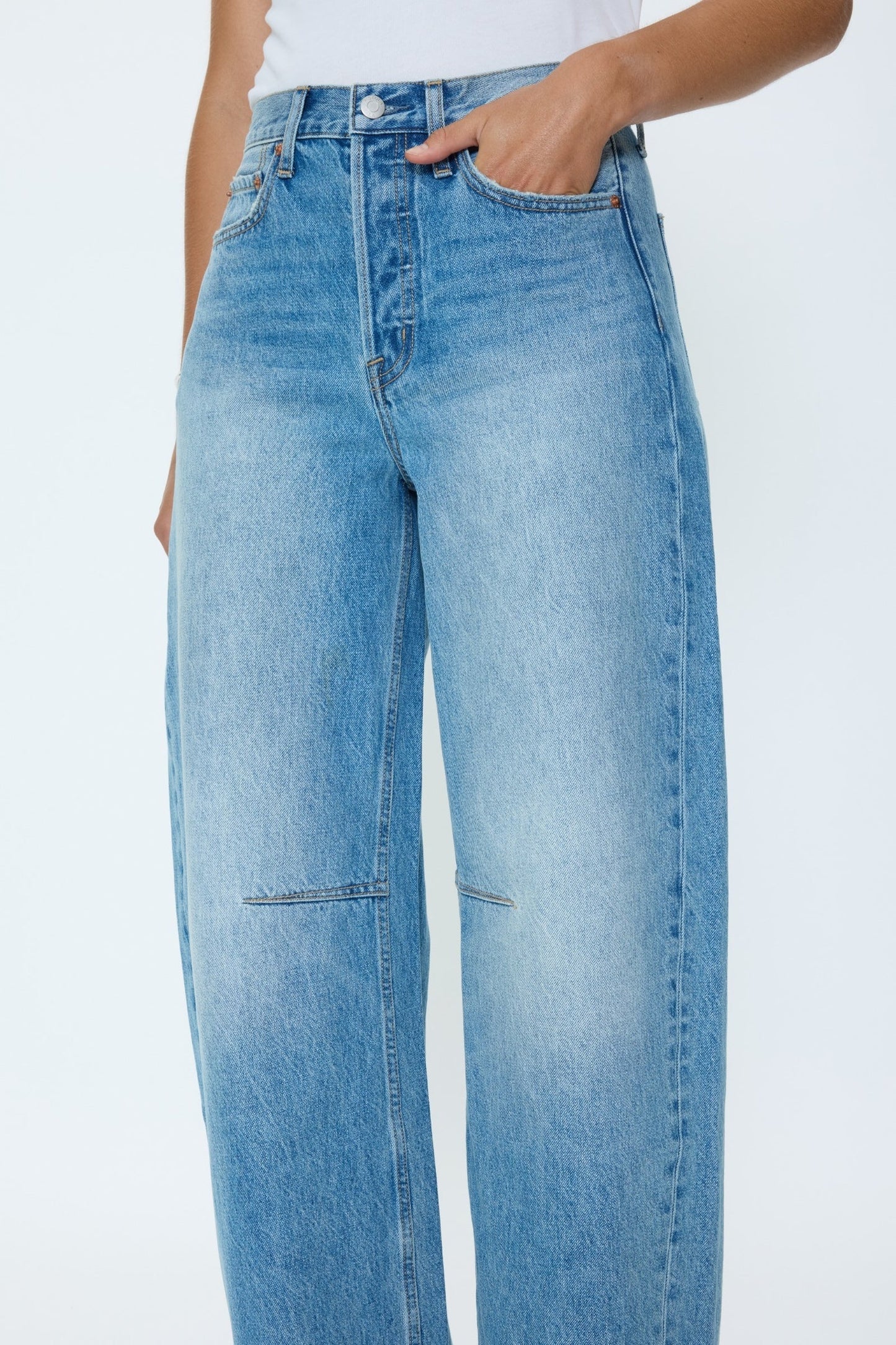 Allostudios – Sydney Højtaljede Bowed Wide Leg Jeans - Lyseblå