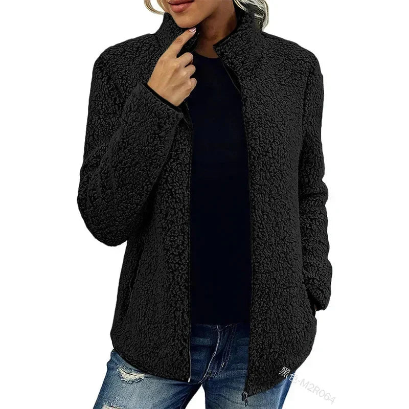 Kristal fleecejakke til kvinder til vinteren – varm og let jakke med lynlås med moderne casual stil - Allostudios